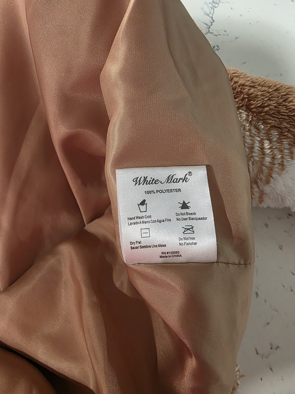 White Mark Plush Plaid Shacket in White and Camel - Picture 4 of 8